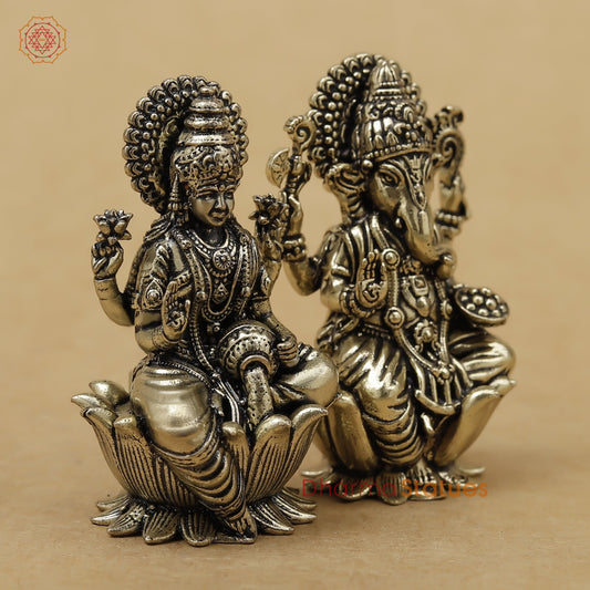 Brass Lakshmi Ganesh Fine, 2"