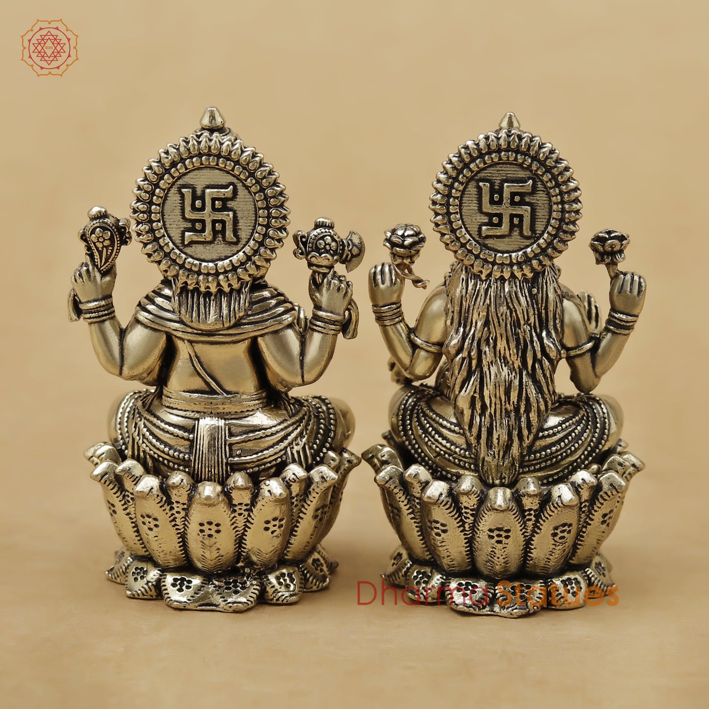 Brass Lakshmi Ganesh Fine, 2.5"