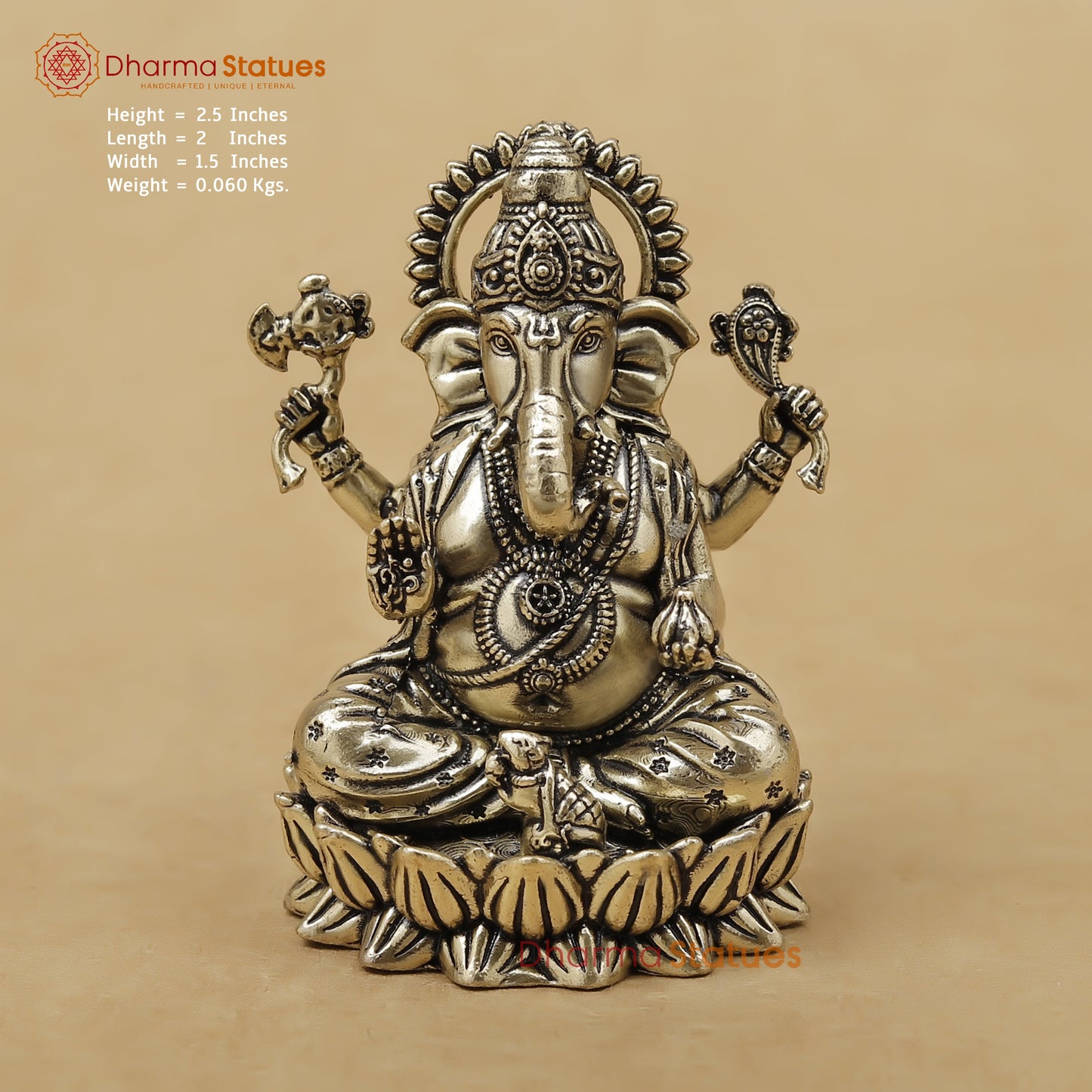 Brass Ganesh Fine, 2.5"