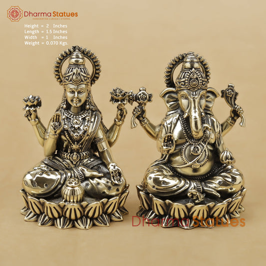 Brass Lakshmi Ganesh Fine, 2"