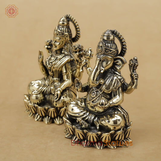 Brass Lakshmi Ganesh Fine, 2"