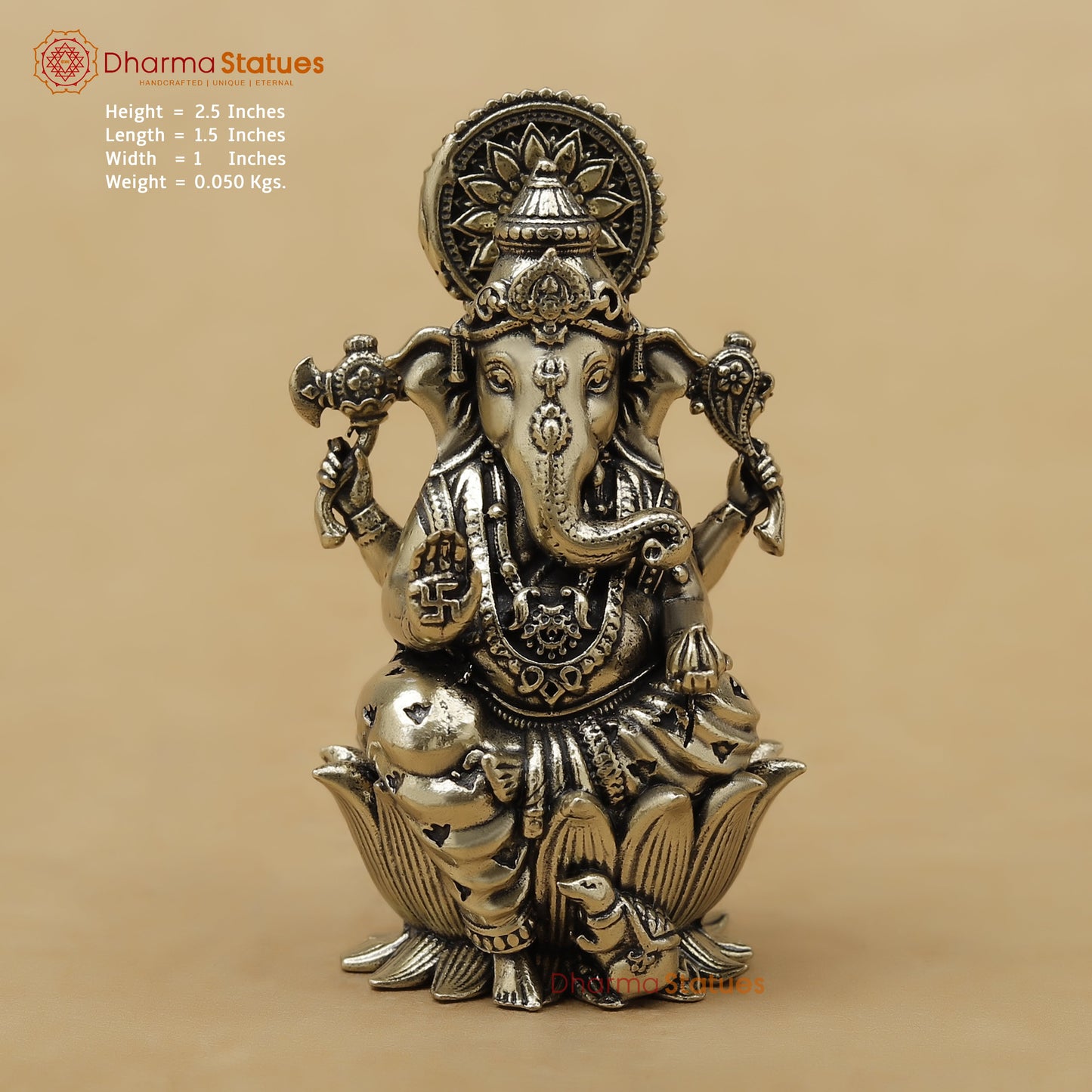 Brass Ganesh Fine, 2.5"