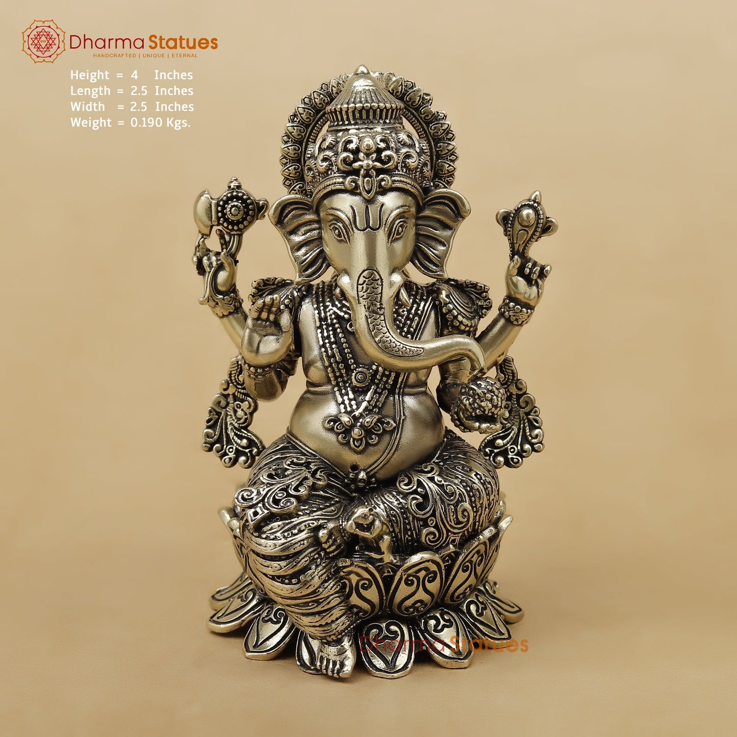 Brass Ganesh Fine, 4"