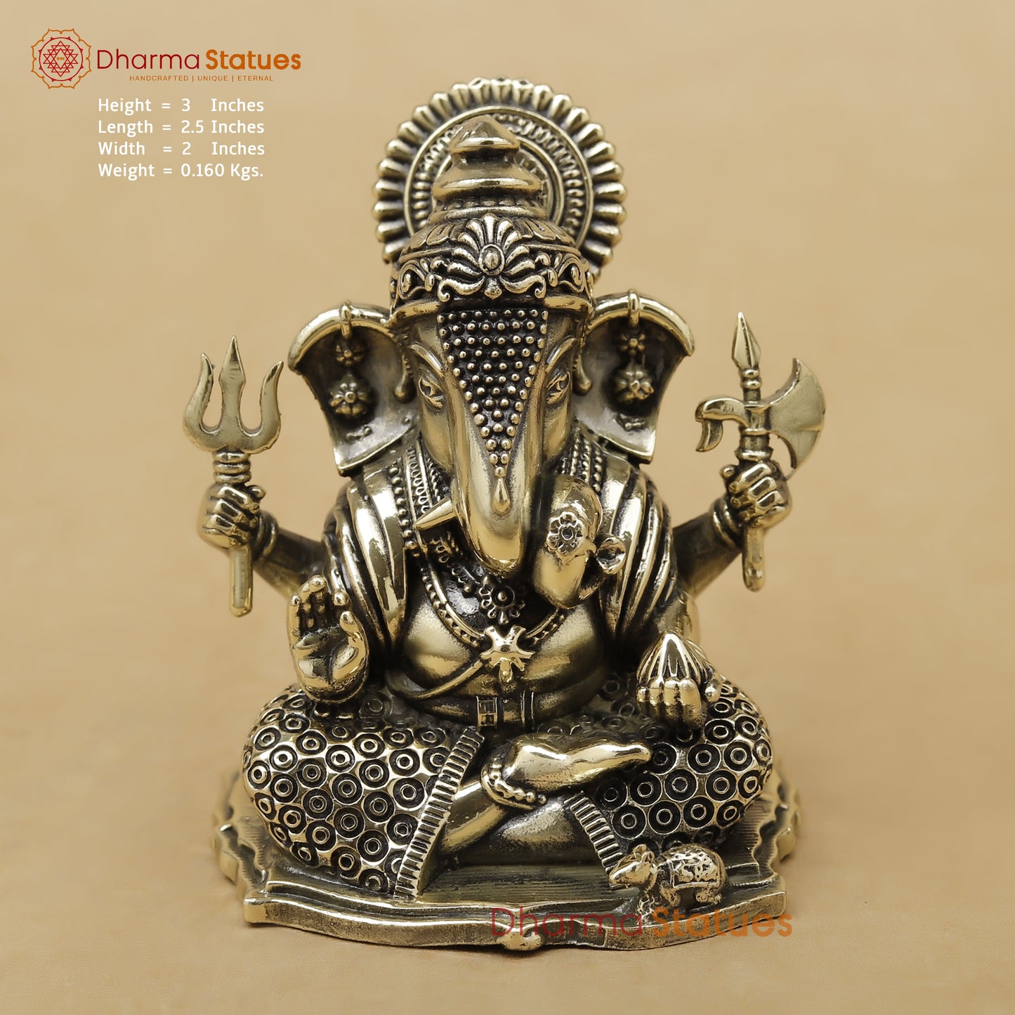 Brass Ganesh Fine, 3"