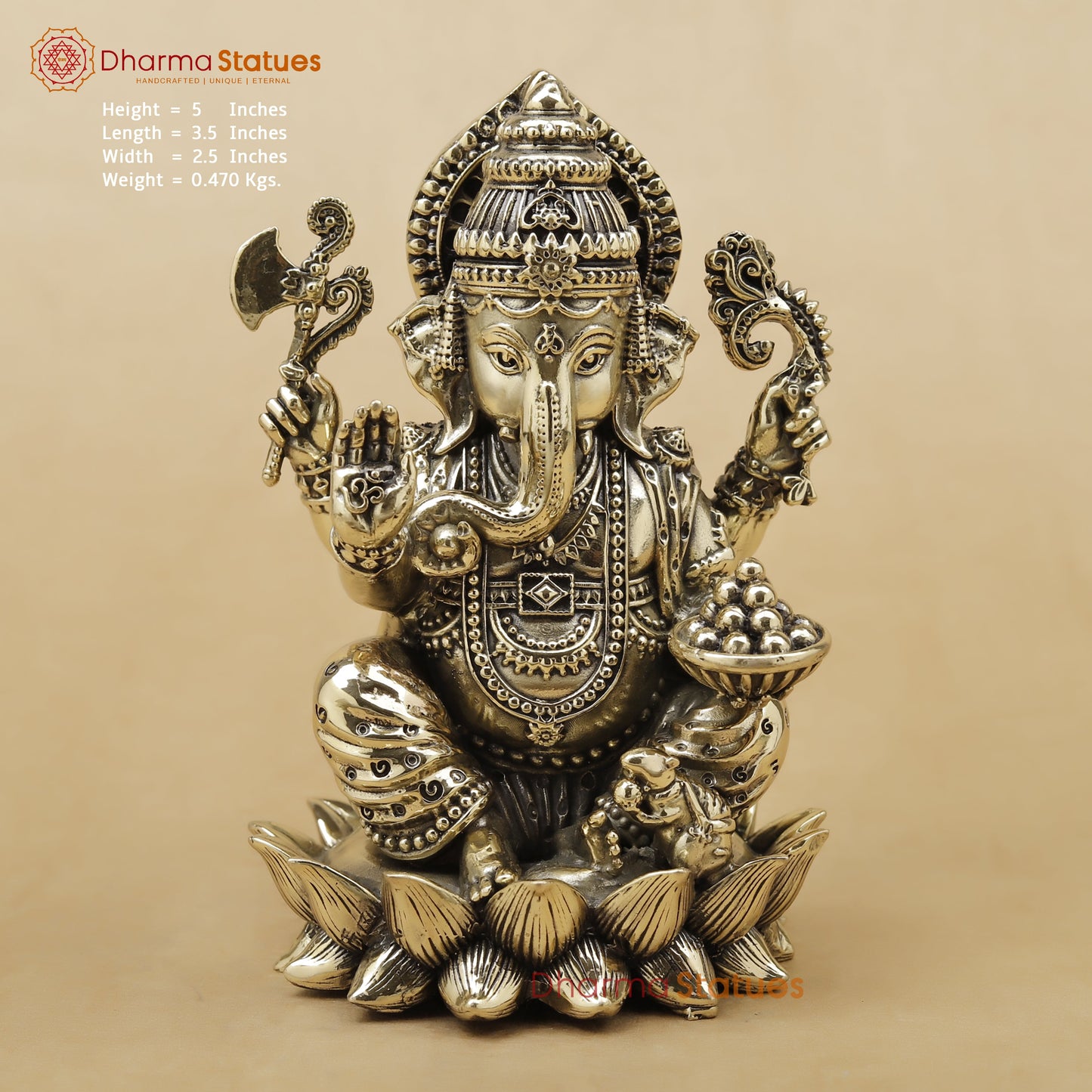 Brass Ganesh Fine, 5"