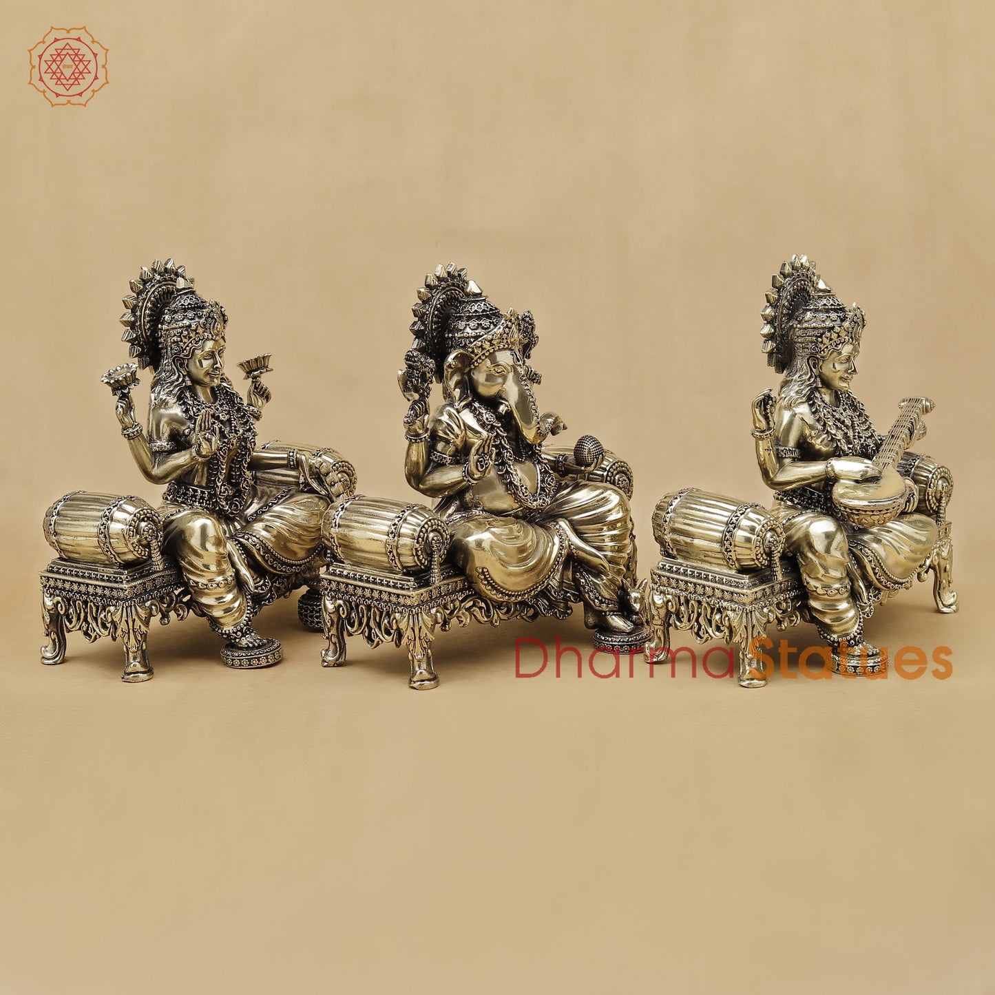 Brass Lakshmi Ganesh Saraswati Fine, 6"