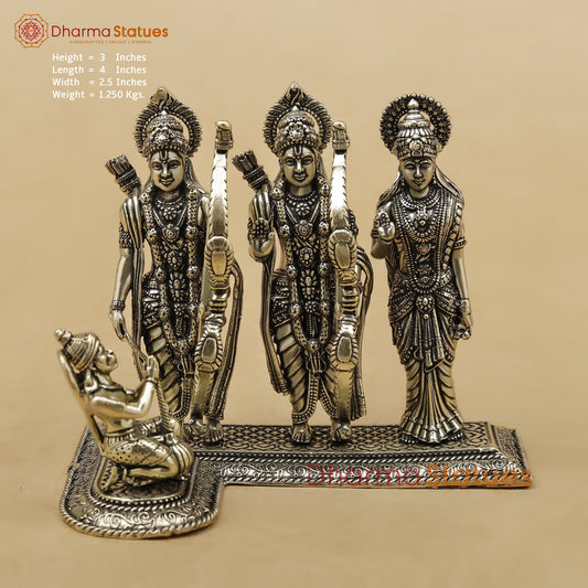 Brass Ram, Sita, Lakshman with Hanuman Fine, 3"