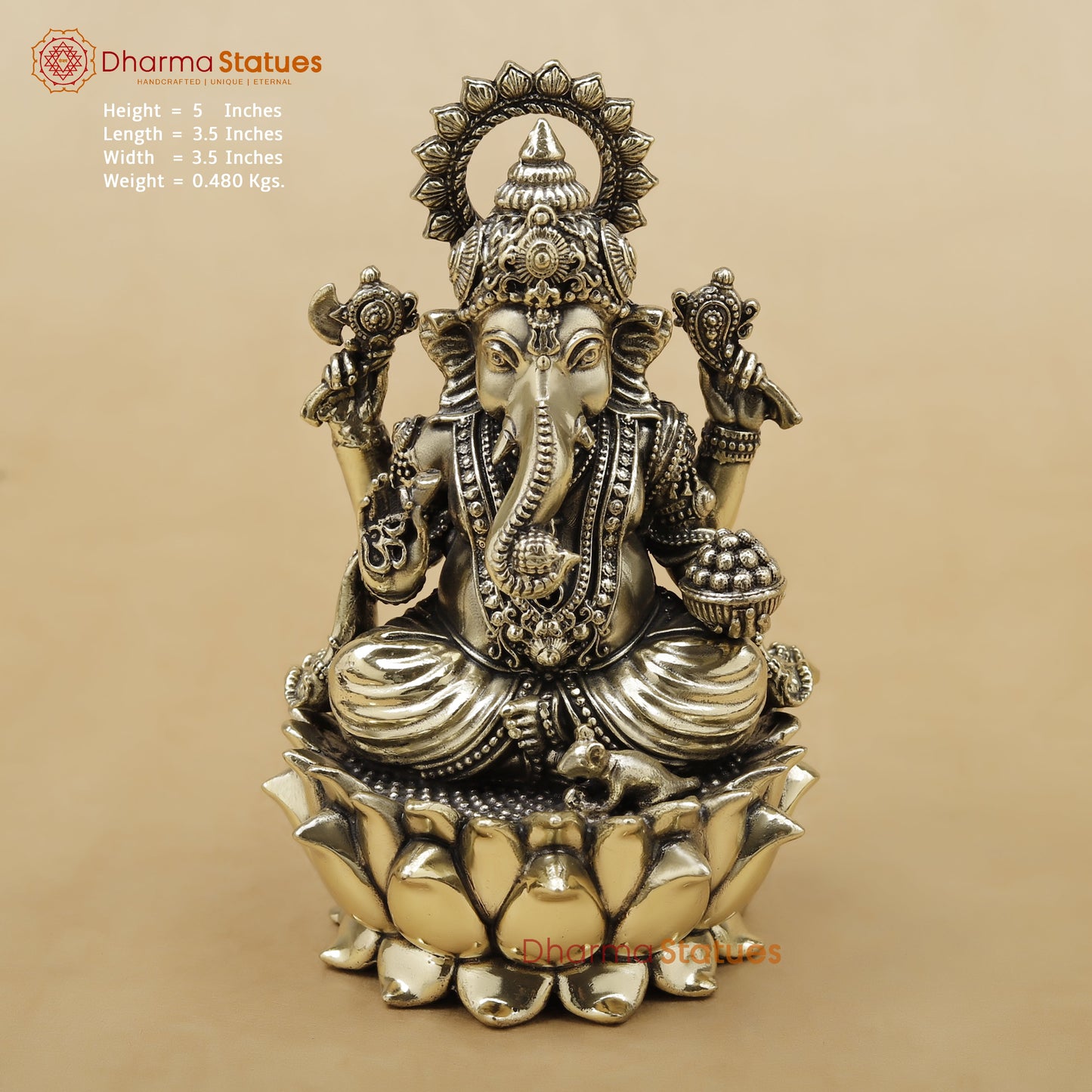 Brass Ganesh Fine, 5"