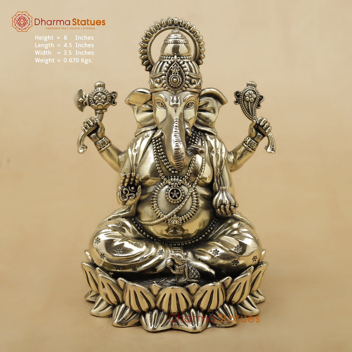 Brass Ganesh Fine, 6"