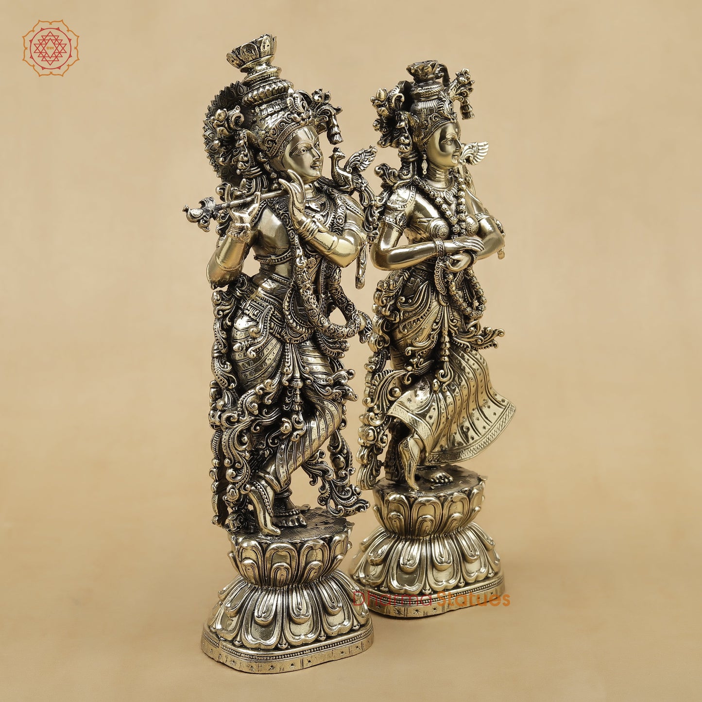 Brass Radha Krishna Fine, 9.5"