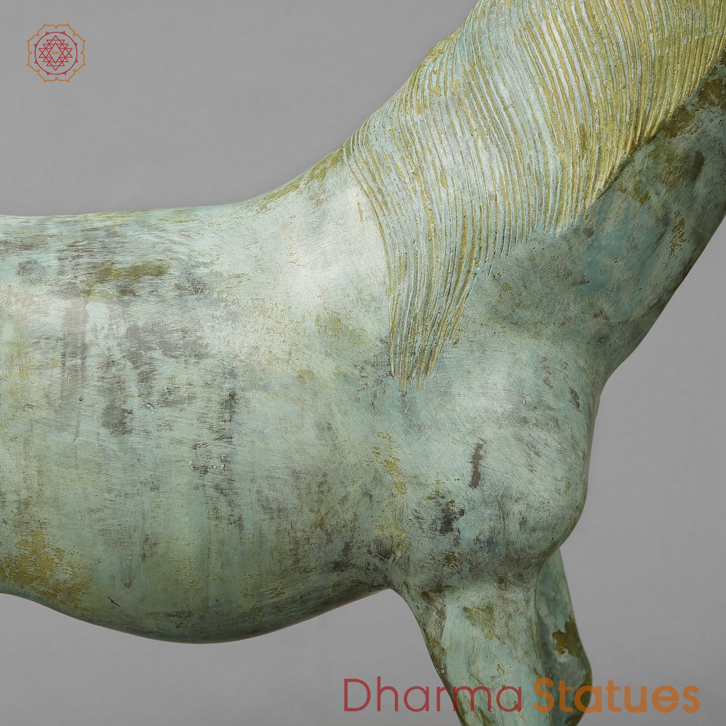 Brass Horse, Green Patina, 18.5"