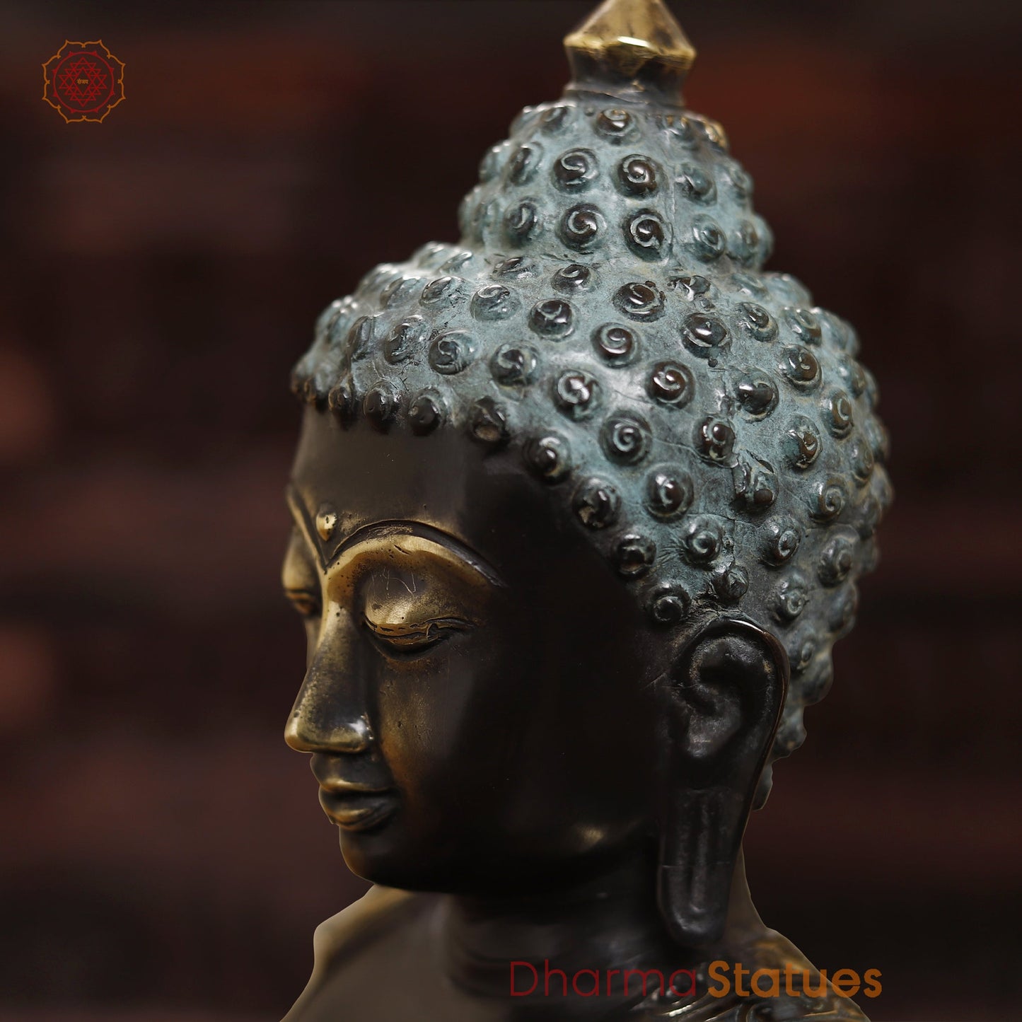 Brass Meditating Buddha Statue, Fine Black patina Finish 14.5" (Made in Indonesia)