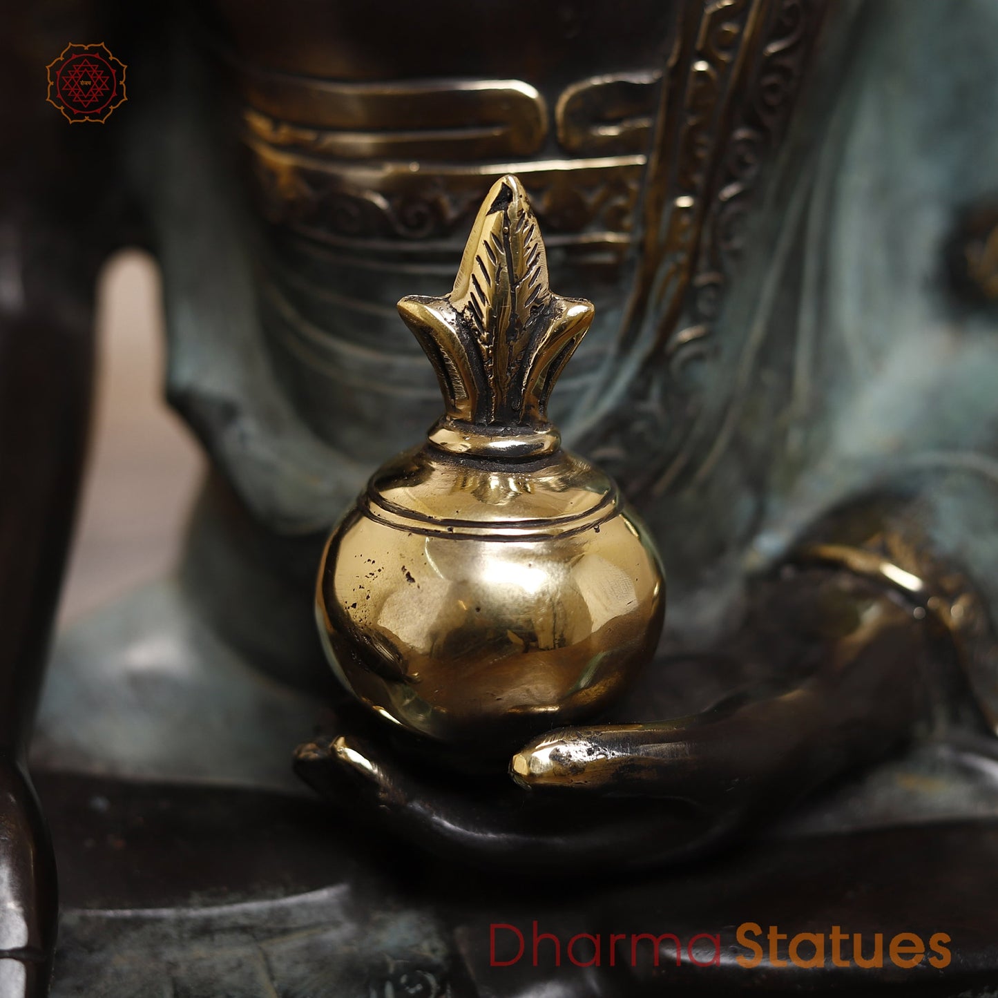 Brass Meditating Buddha Statue, Fine Black patina Finish 14.5" (Made in Indonesia)
