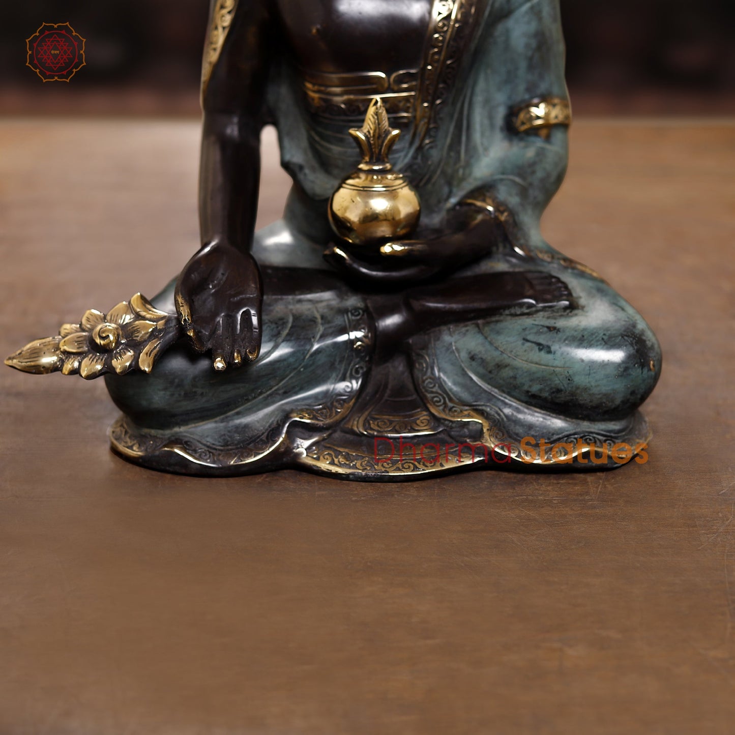 Brass Meditating Buddha Statue, Fine Black patina Finish 14.5" (Made in Indonesia)