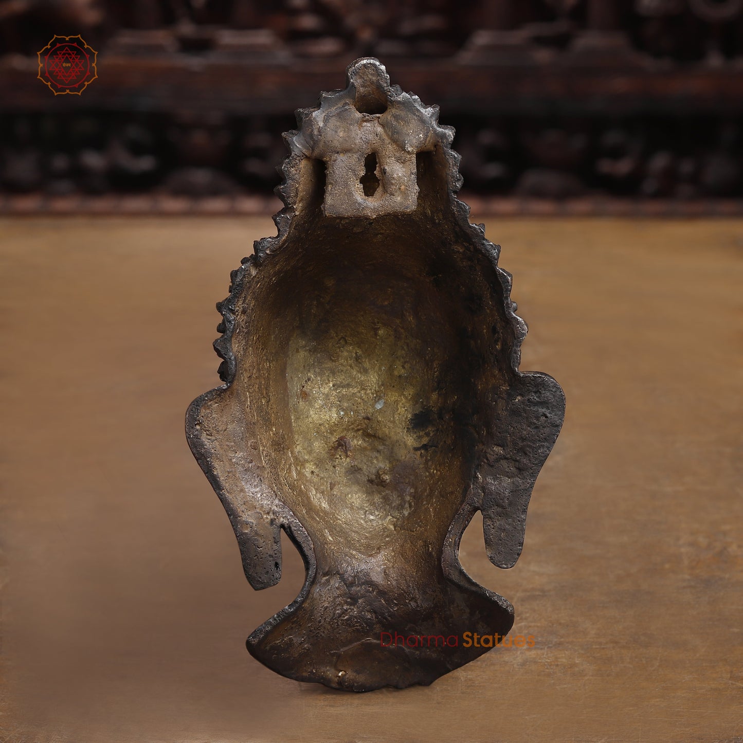 Brass Buddha Head, Black Patina & Golden Finish, 8.5"