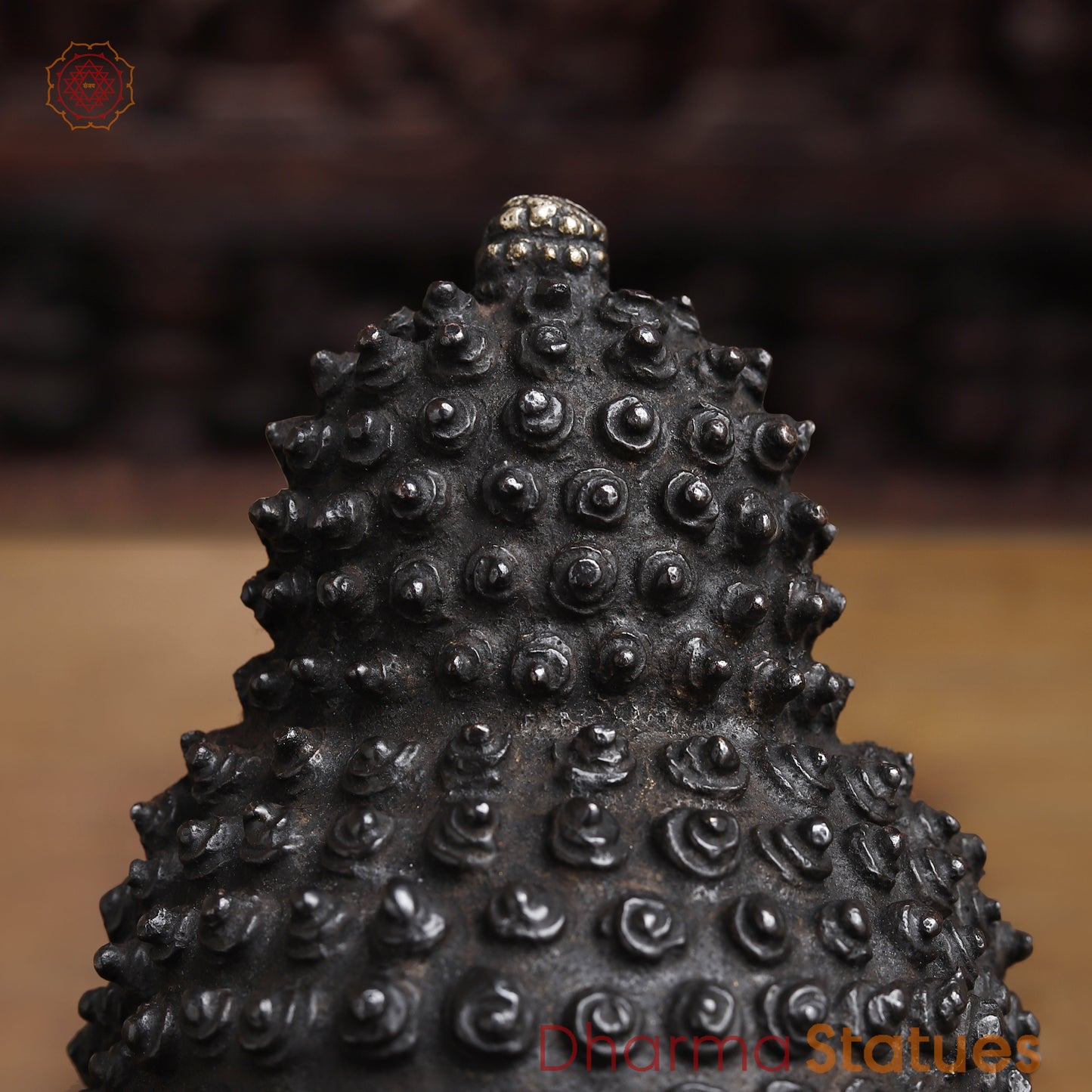 Brass Buddha Head, Black Patina & Golden Finish, 8.5"