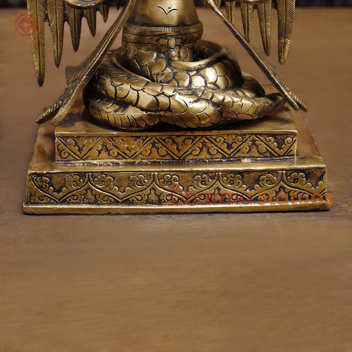 Brass Nag Kanya, Seated on Base, Smooth Fine Golden Finish 12.5"