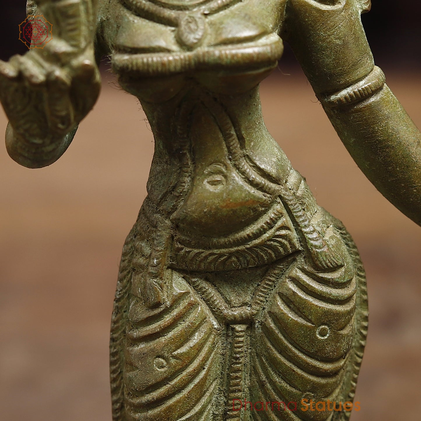 Brass Devi Meenakshi, Fine Green Finish, 8"