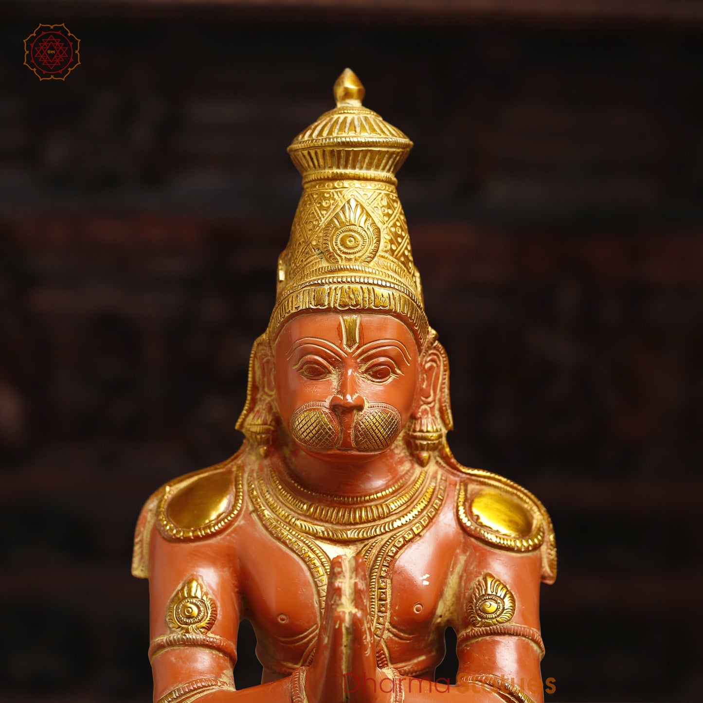 Brass Hanuman, Orange & Golden Finish, 21.5"
