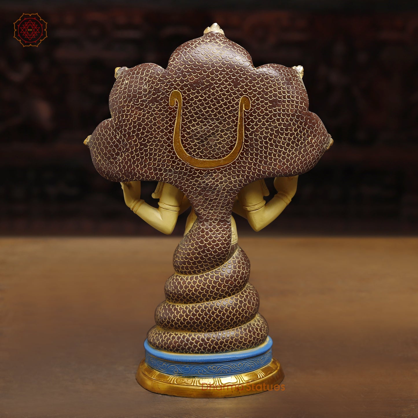 Brass Patanjali, Golden, Copper & Blue Finish, 15"