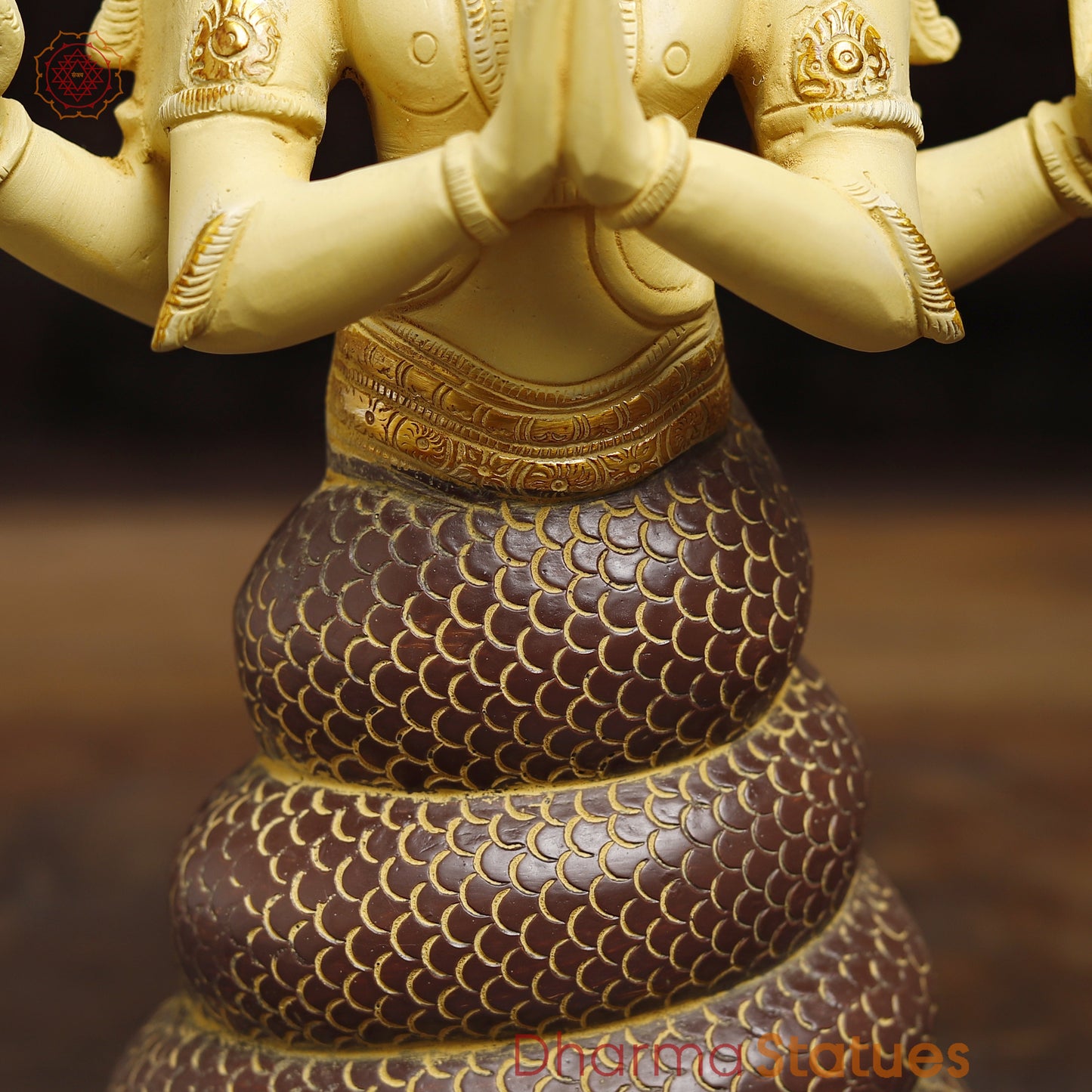 Brass Patanjali, Golden, Copper & Blue Finish, 15"