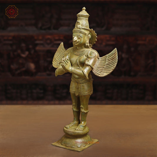 Brass Garuda Statue, Fine Gold Finish, 22"