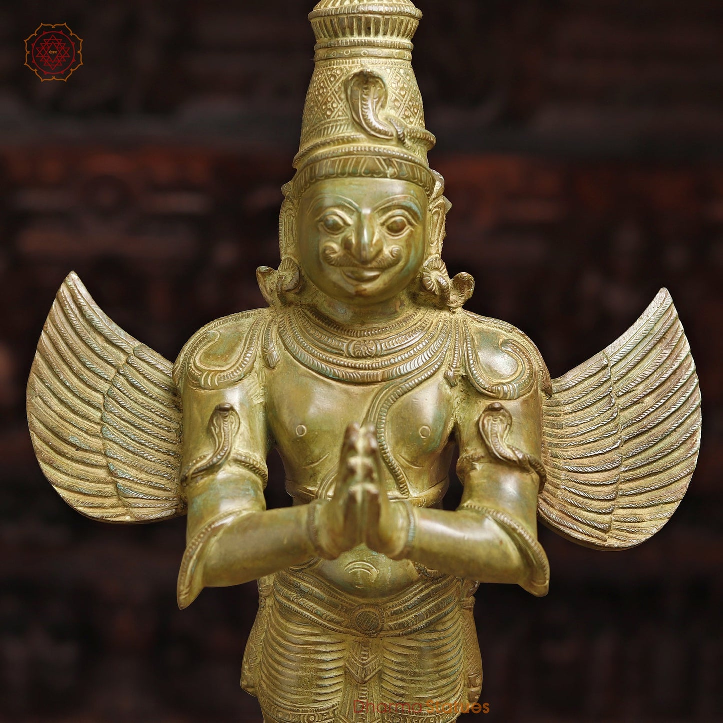 Brass Garuda Statue, Fine Gold Finish, 22"
