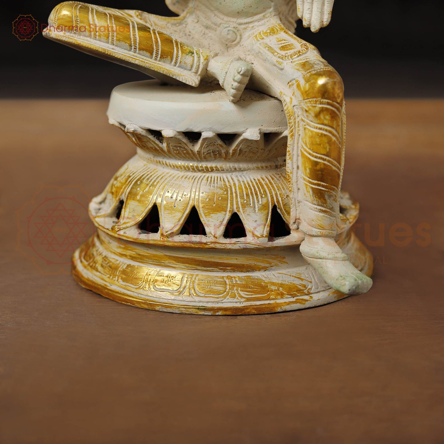 Brass Lakshmi Statue, Sitting and Showering Wealth, White & Golden Finish, 12"
