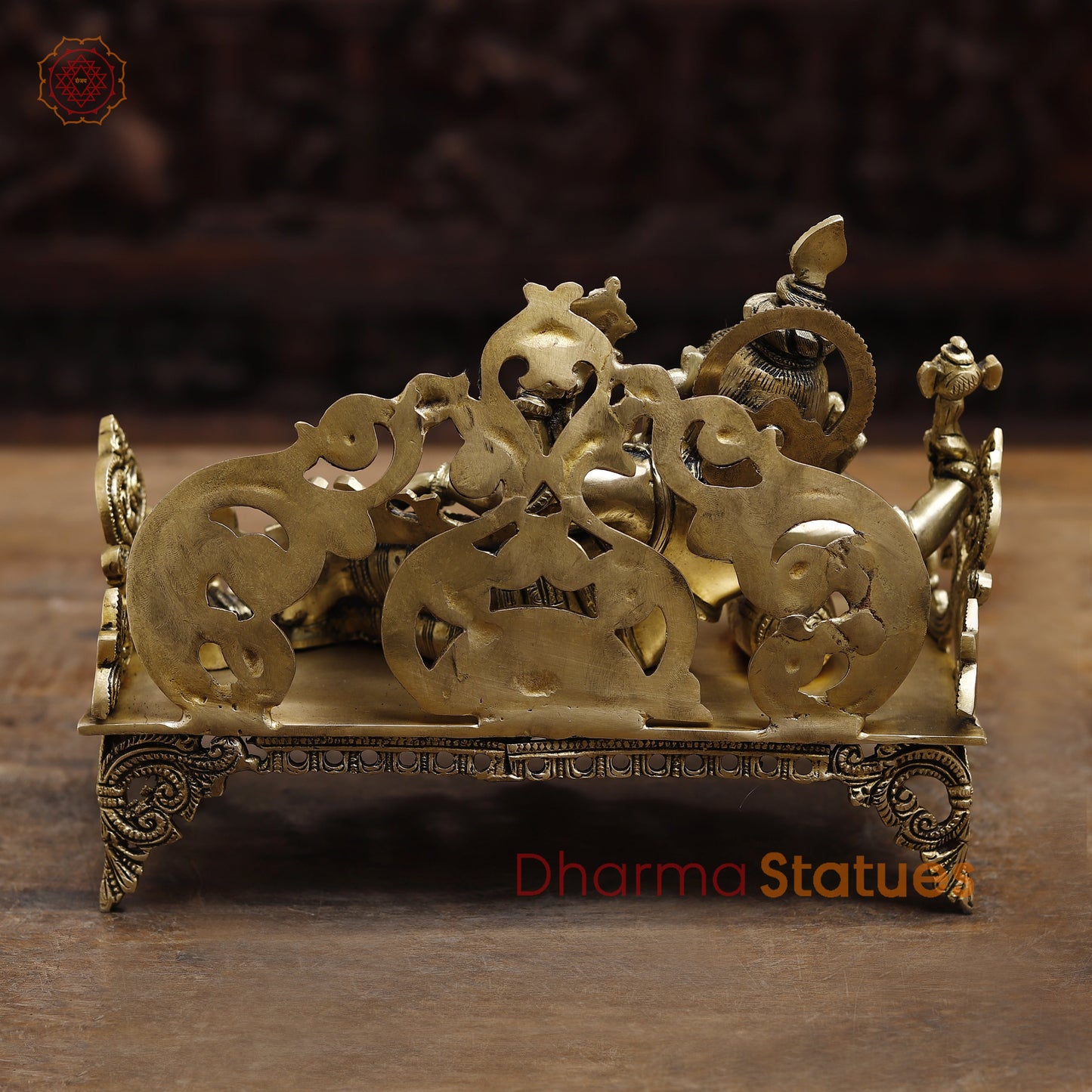 Brass Resting Ganesh, Golden Finish, 8.5"