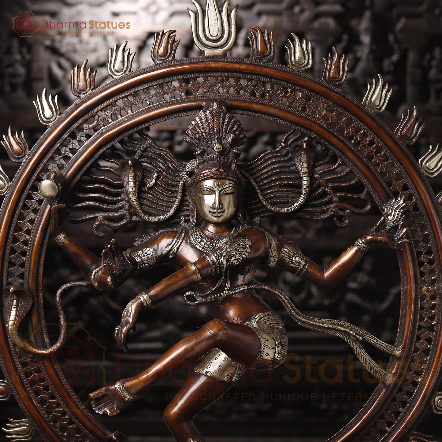 Brass Natraj Statue, Copper and Fine Golden Touch 41.5"