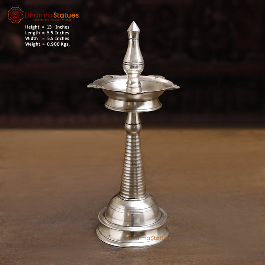Brass Lamp, Silver Finish, 13"