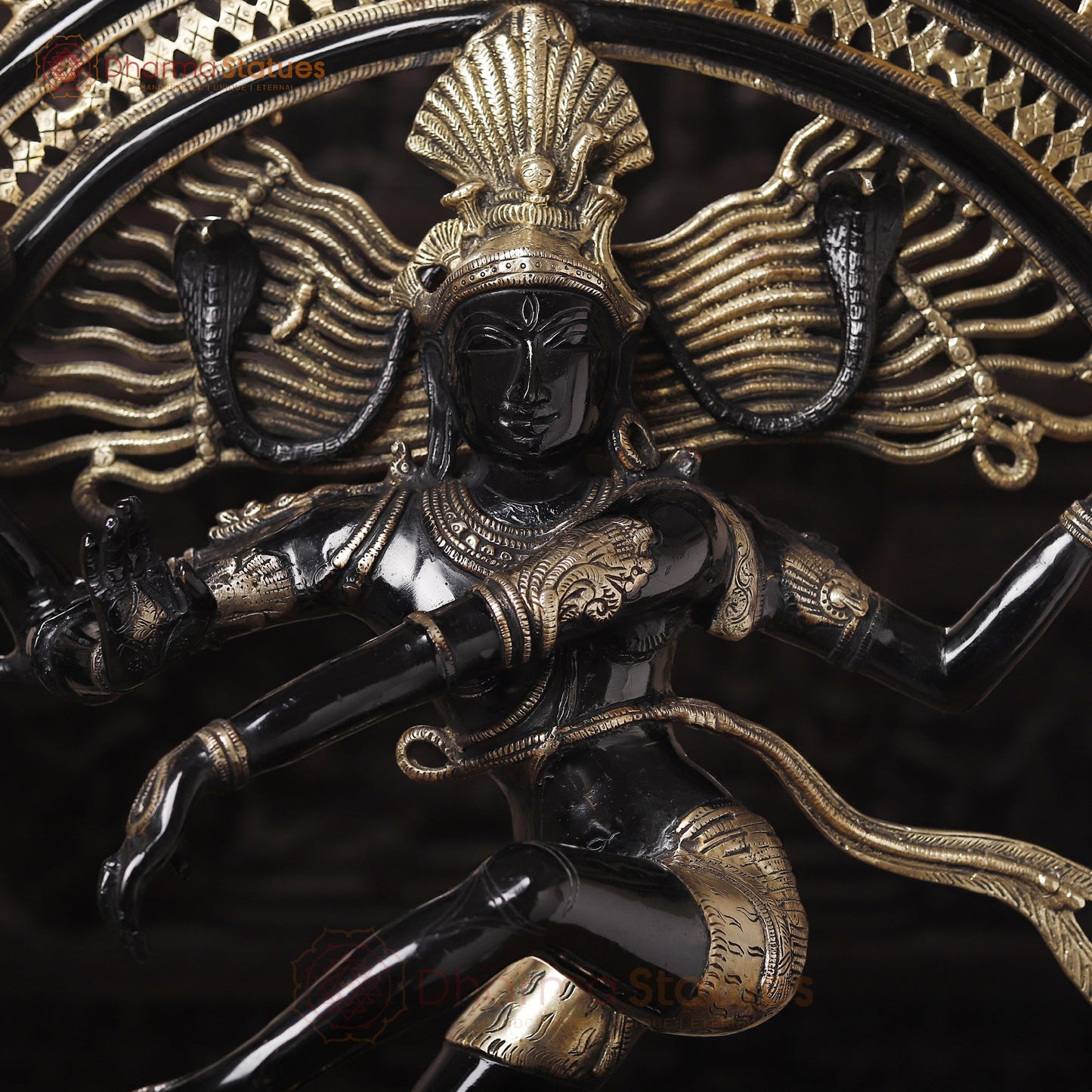Brass Natraj Statue, Dancing Lord Shiva, Black Patina 41.5"