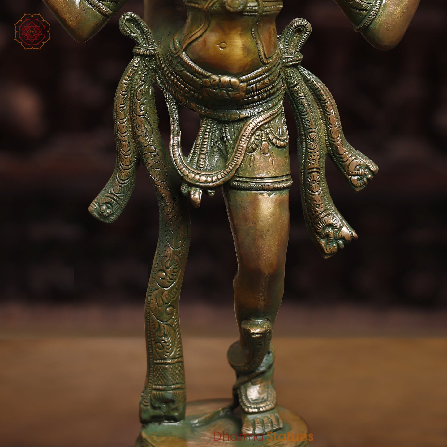 Brass Dancing Shiva, Golden & Green Finish, 20"