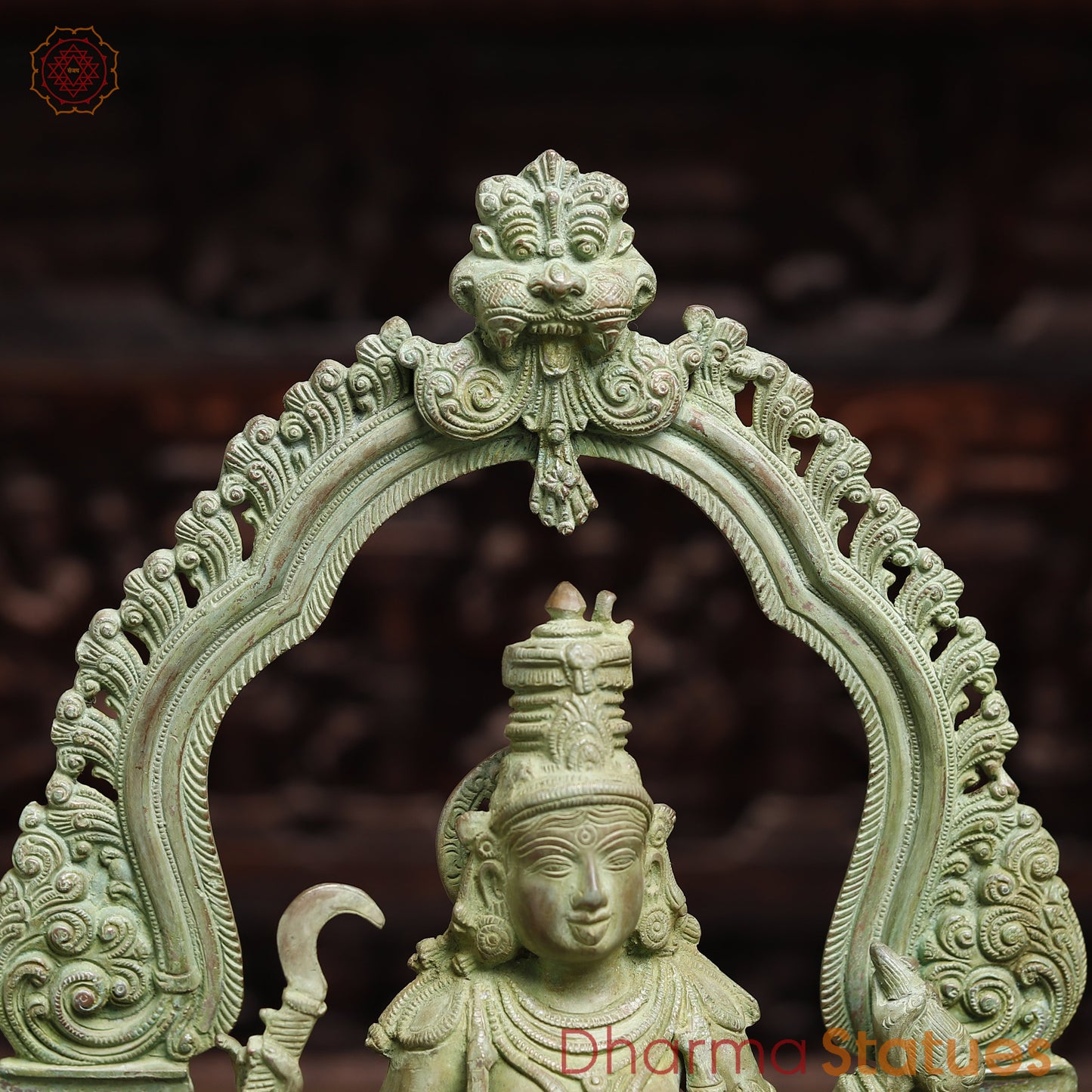 Brass Kali Statue, Green Patina Finish, 21"