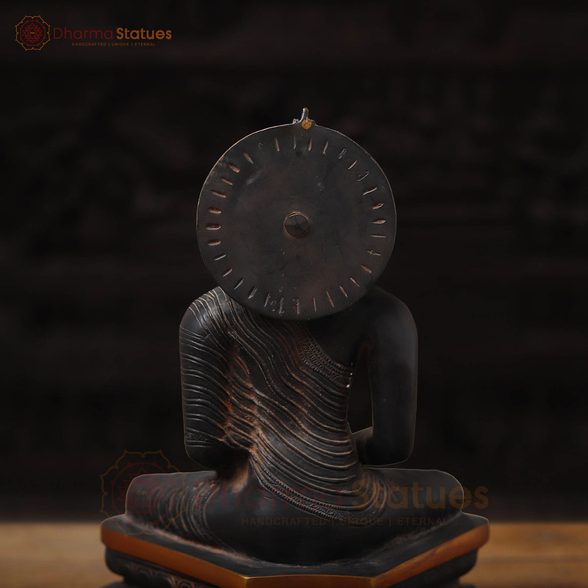 Brass Buddha Idol, Black Patina and Copper Finish 13"