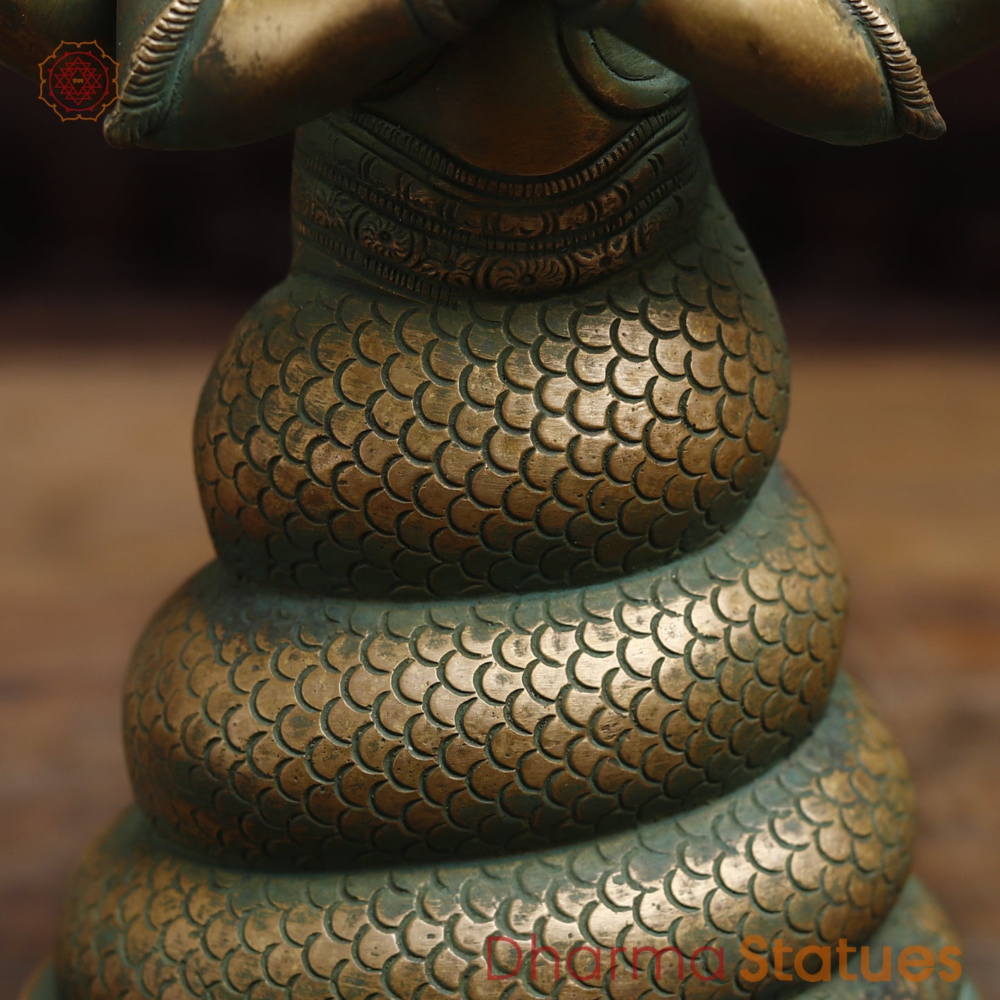 Brass Patanjali Statue, Antique Golden & Green Finish, 12"