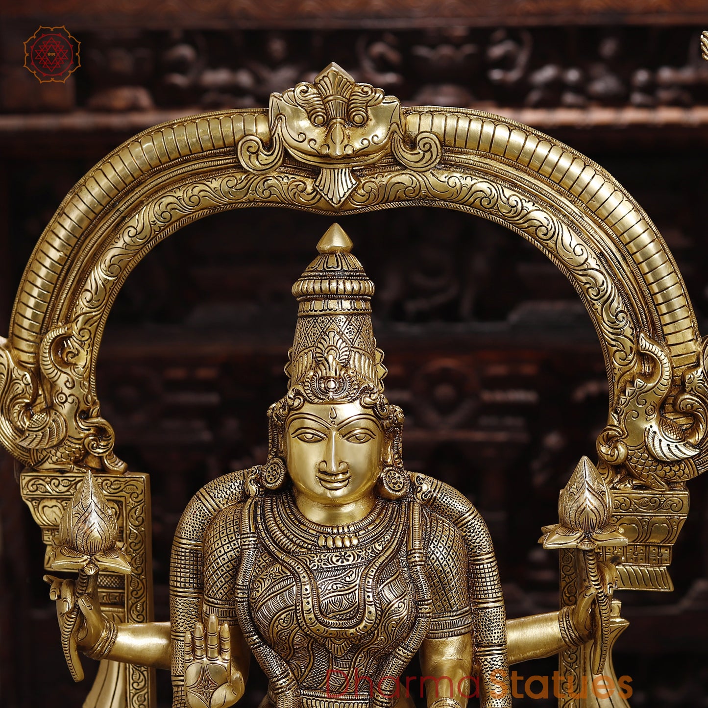 Brass Lakshmi & Tirupati Balaji, Fine Golden Finish, 39.5"