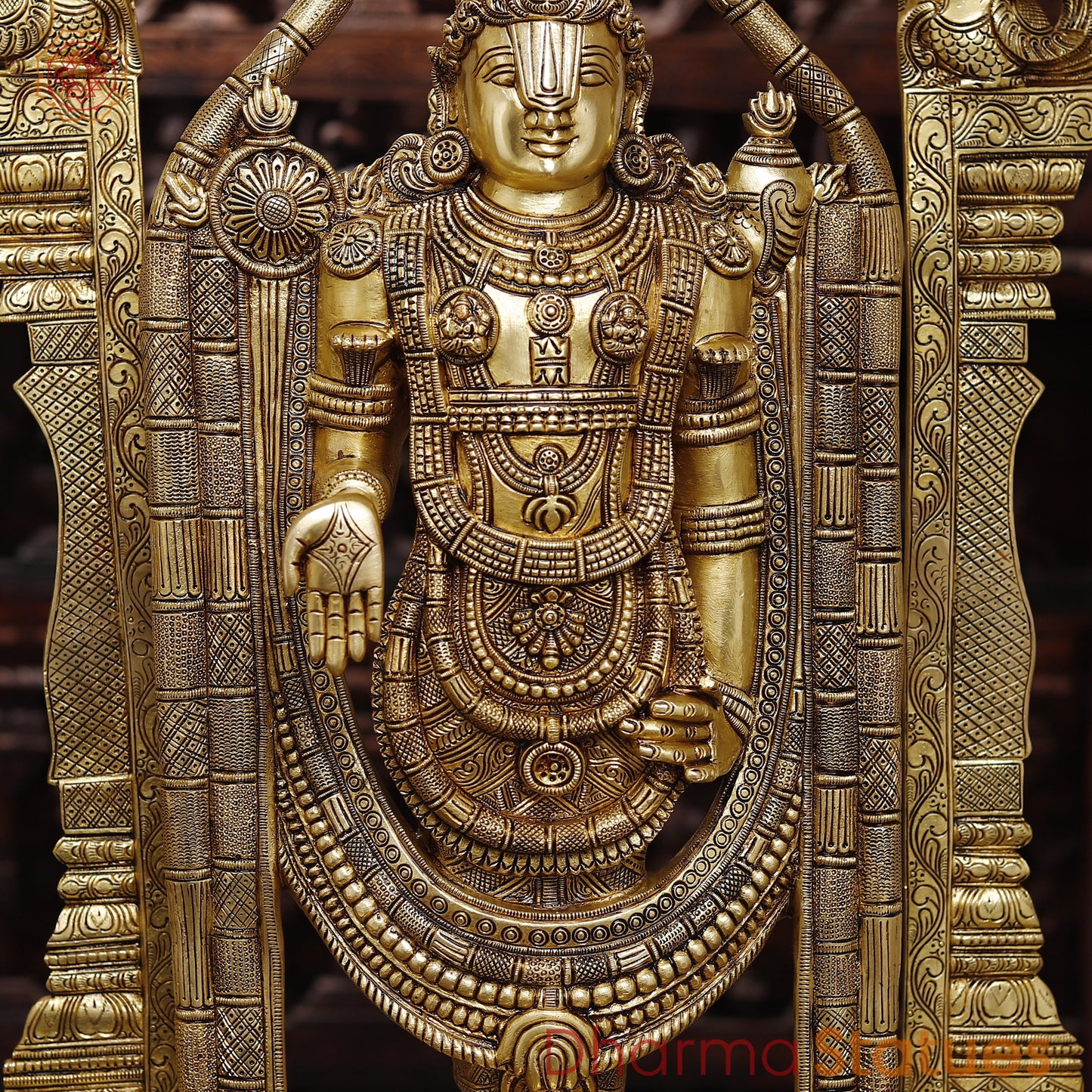 Brass Lakshmi & Tirupati Balaji, Fine Golden Finish, 39.5"