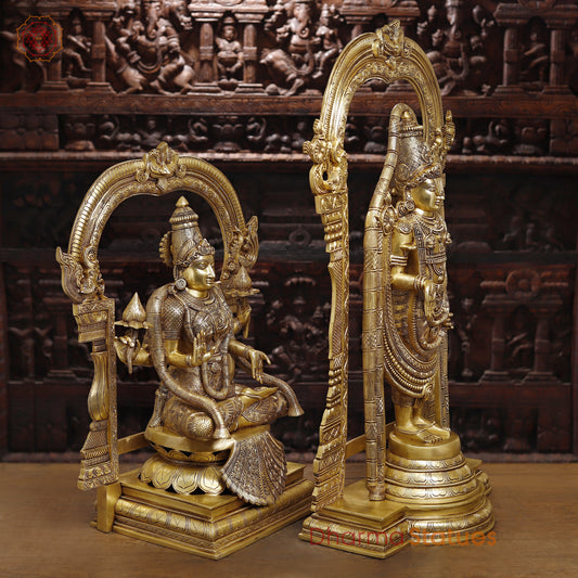 Brass Lakshmi & Tirupati Balaji, Fine Golden Finish, 39.5"