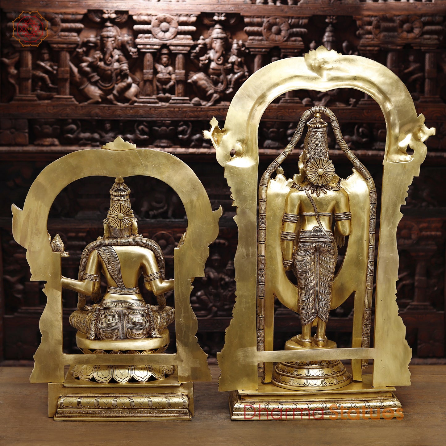 Brass Lakshmi & Tirupati Balaji, Fine Golden Finish, 39.5"