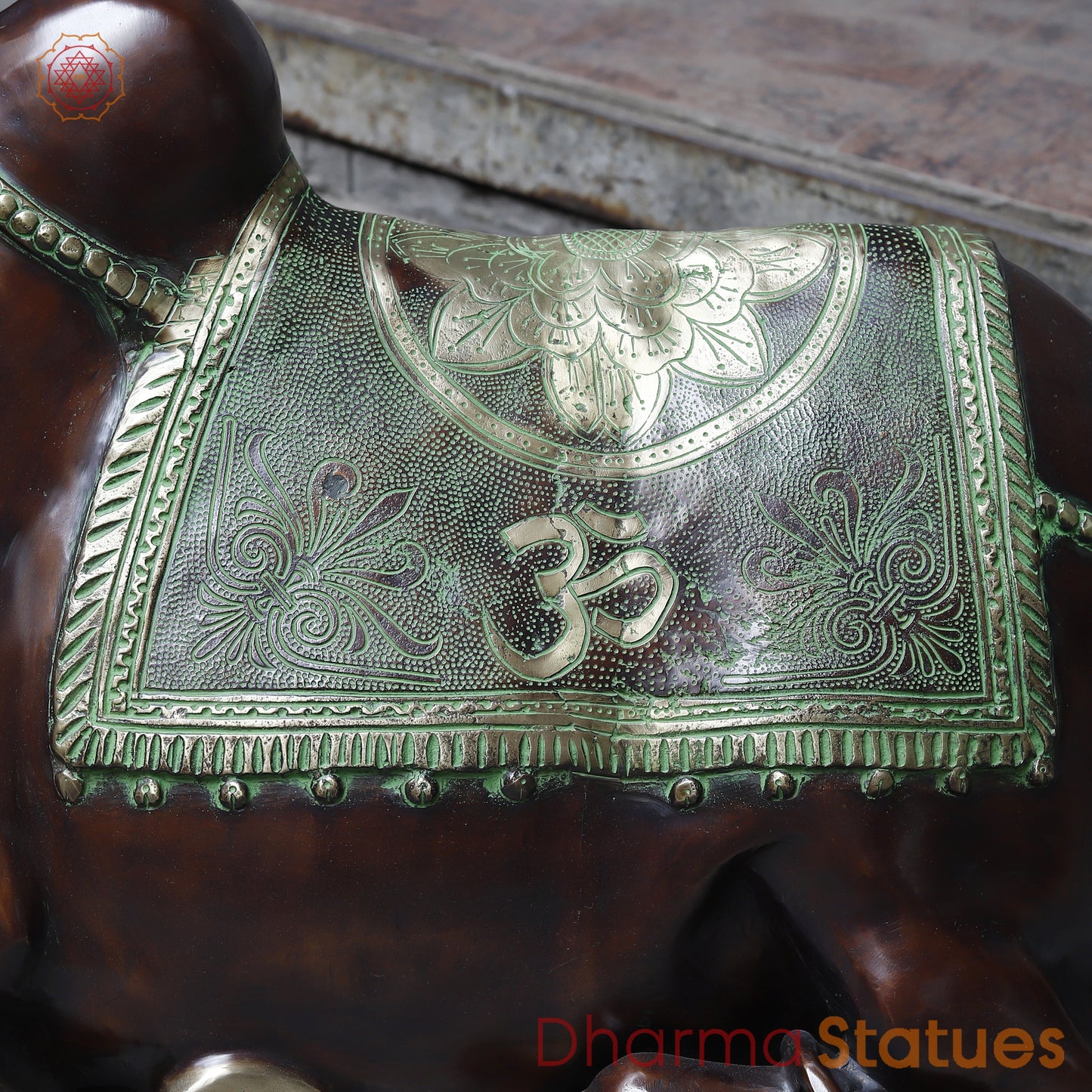 Brass Nandi, Copper, Green & Golden Finish, 24"