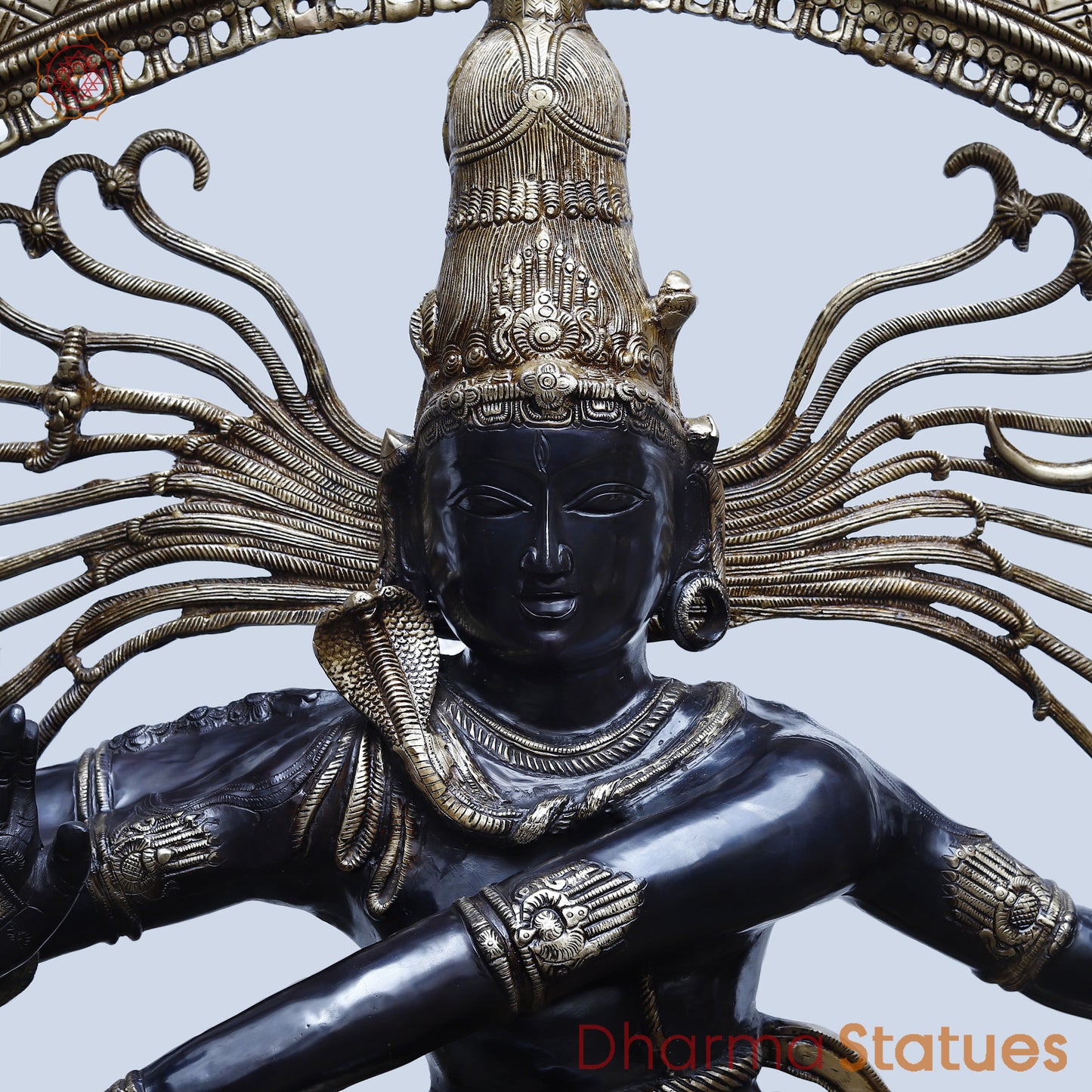 Brass Nataraja, Dancing Shiva, Black Patina & Golden Finish, 71"