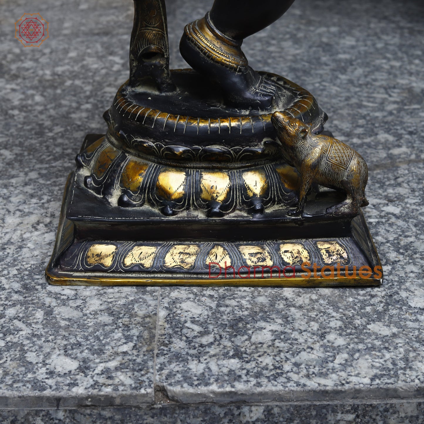 Brass Dancing Ganesh, Black Patina & Golden Finish, 32"