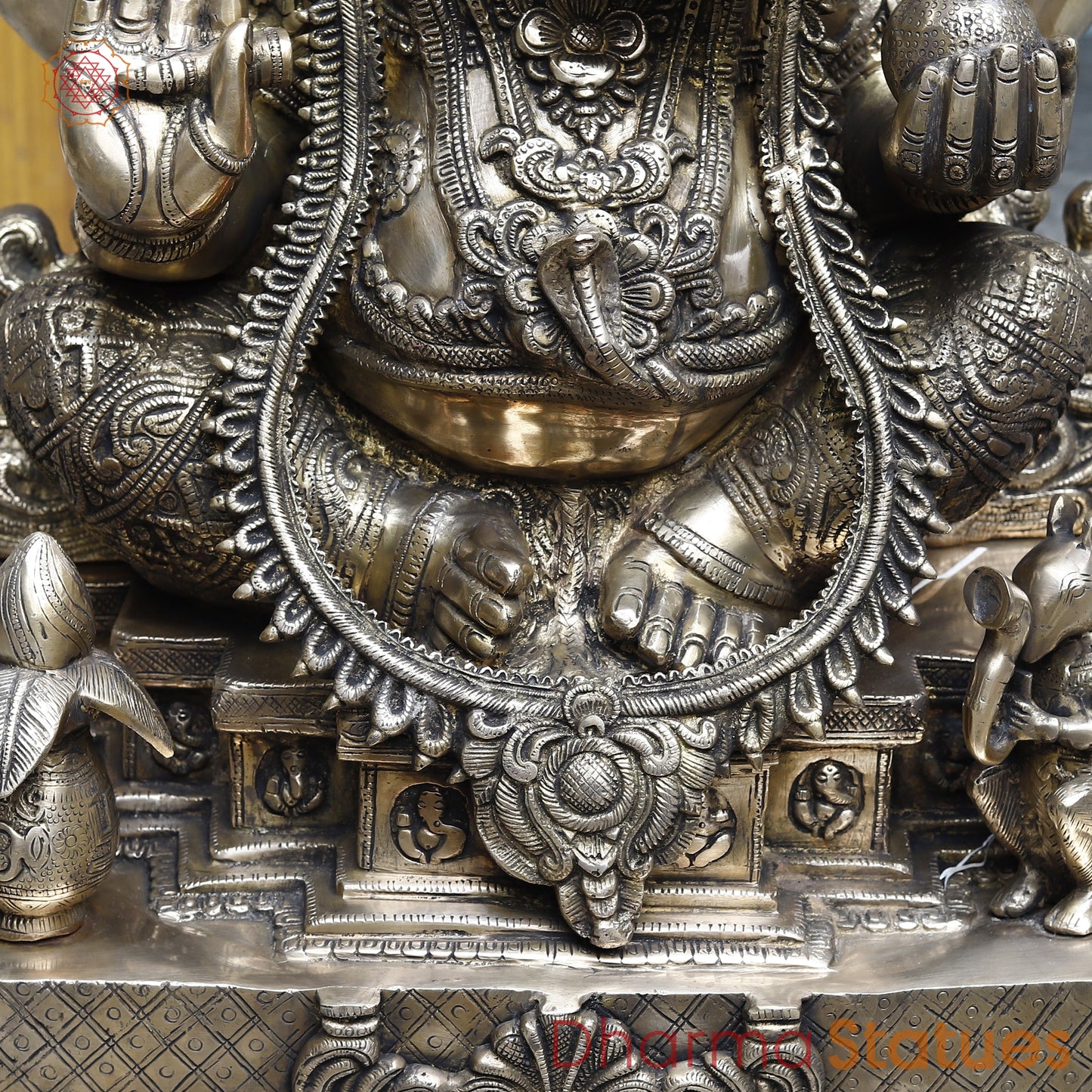 Brass Ganesh seated in Blessing Posture, Fine Golden Finish, 27"
