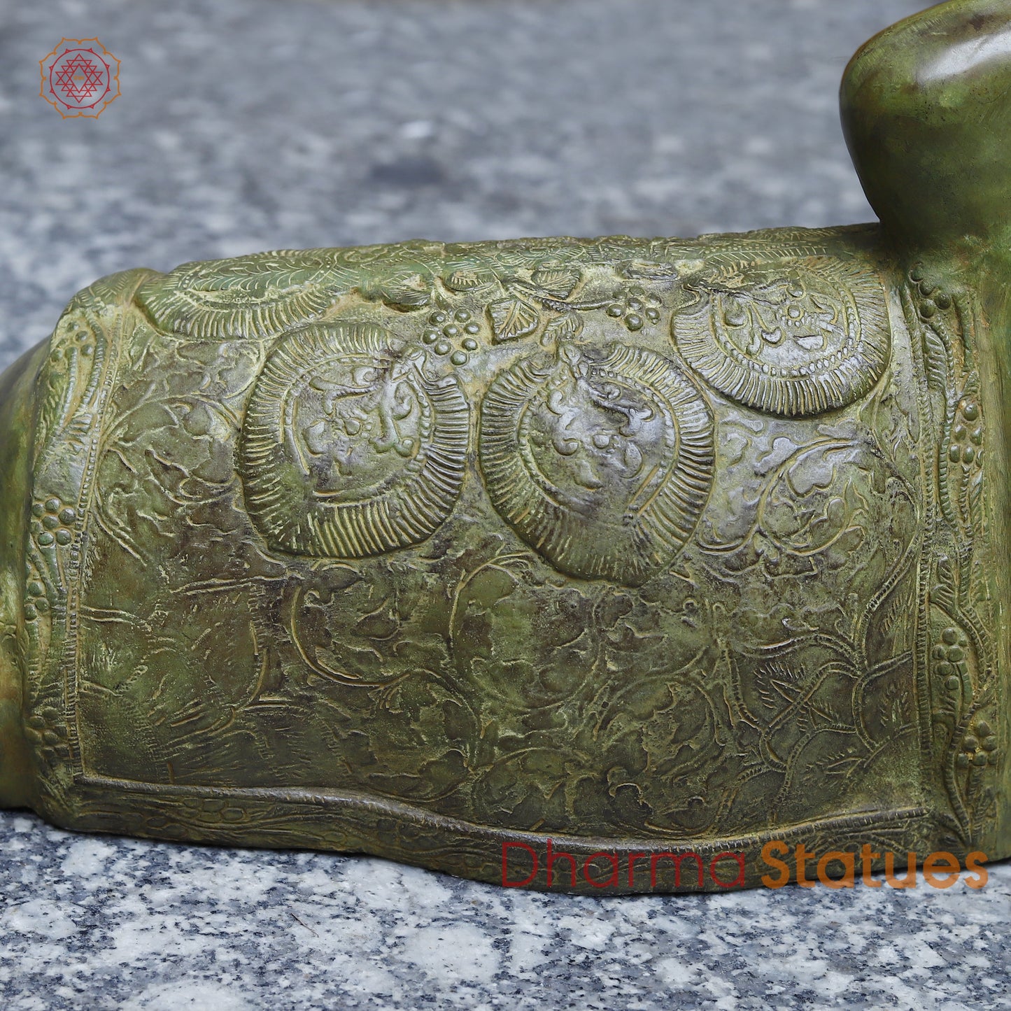 Brass Nandi Seated, Antique Green Finish, 18"
