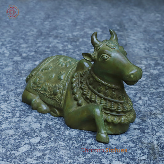Brass Nandi, Antique Green Finish, 11"