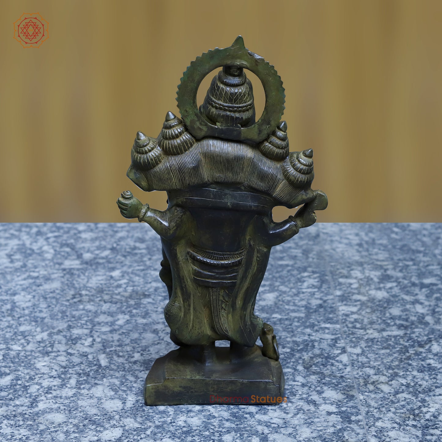 Brass Panchmukhi Ganesh, Antique Green Finish, 19"