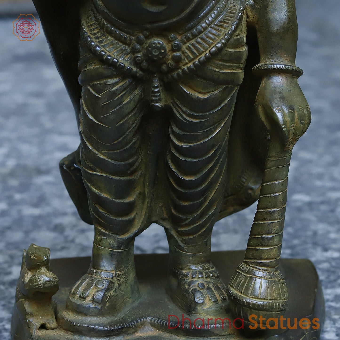 Brass Panchmukhi Ganesh, Antique Green Finish, 19"
