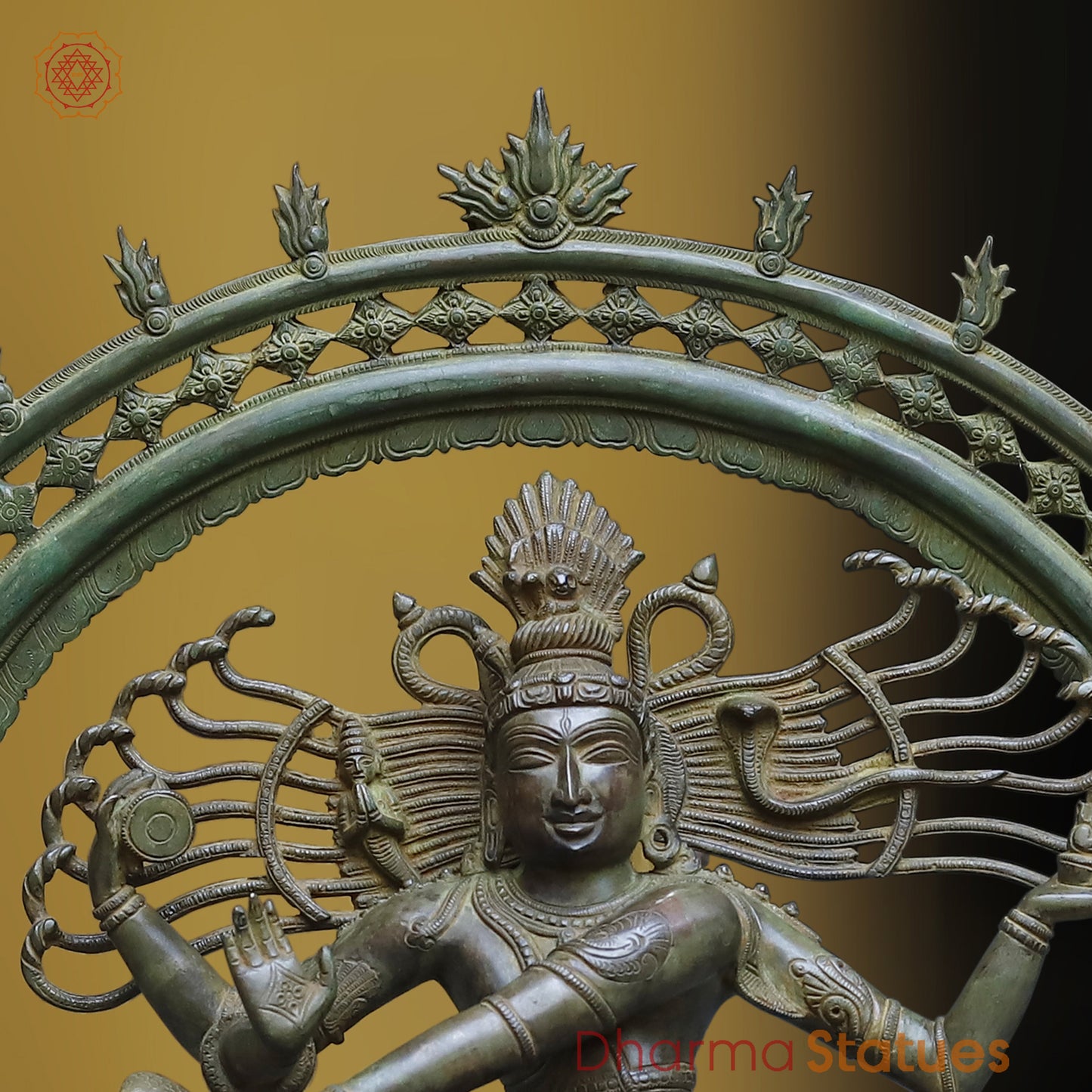 Brass Nataraja, Dancing Shiva, Black Patina & Golden Finish, 33.5"