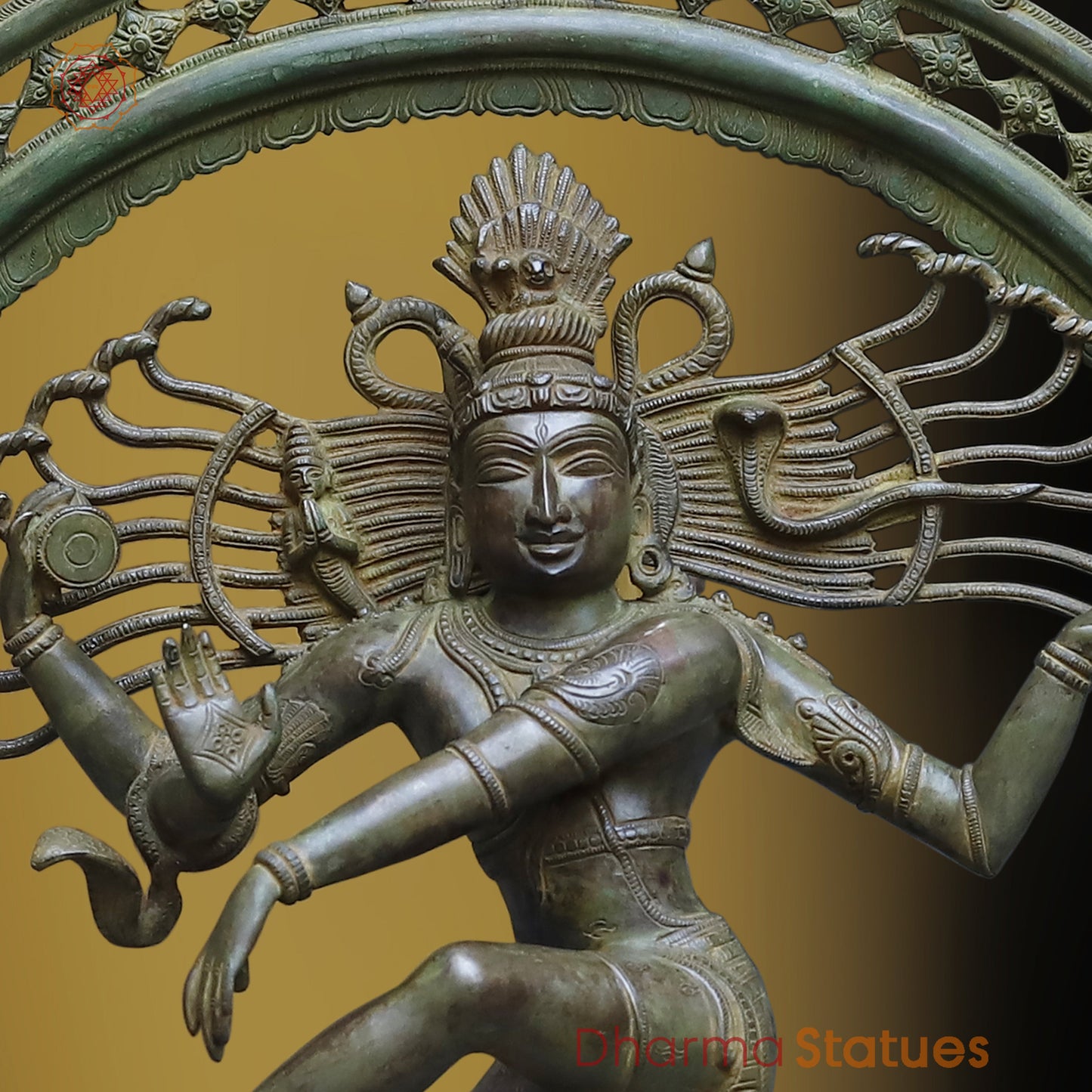 Brass Nataraja, Dancing Shiva, Black Patina & Golden Finish, 33.5"
